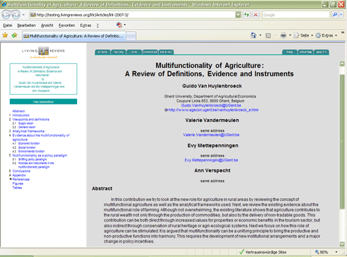 Screenshot of Article Interface
